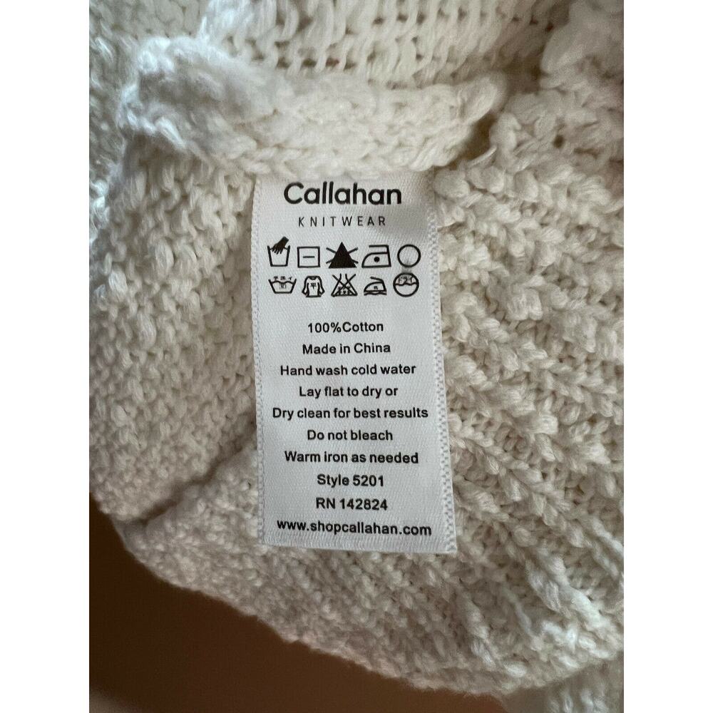 Callahan knitwear womens sz xl sweater ivory crew neck knit cotton - Picture 10 of 12